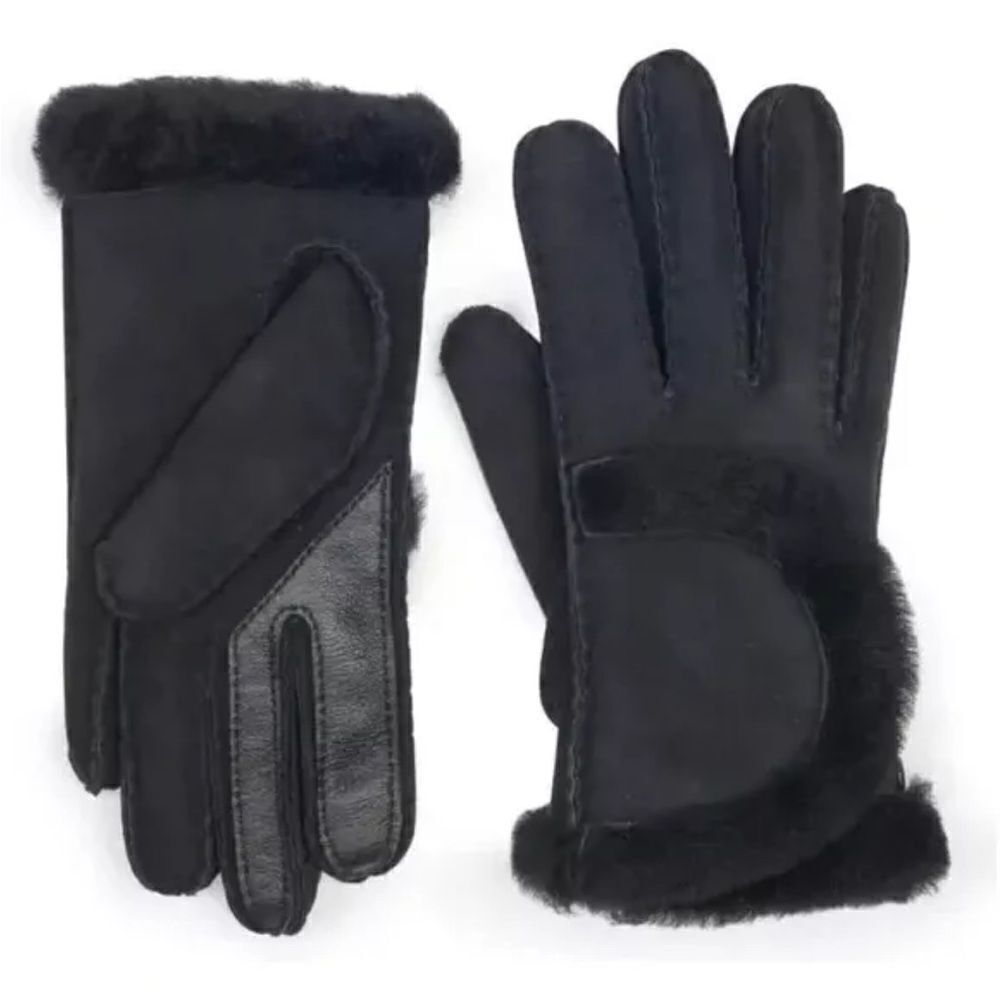 UGG Women’s Spill seam tech enabled suede shearing gloves black NWT $155